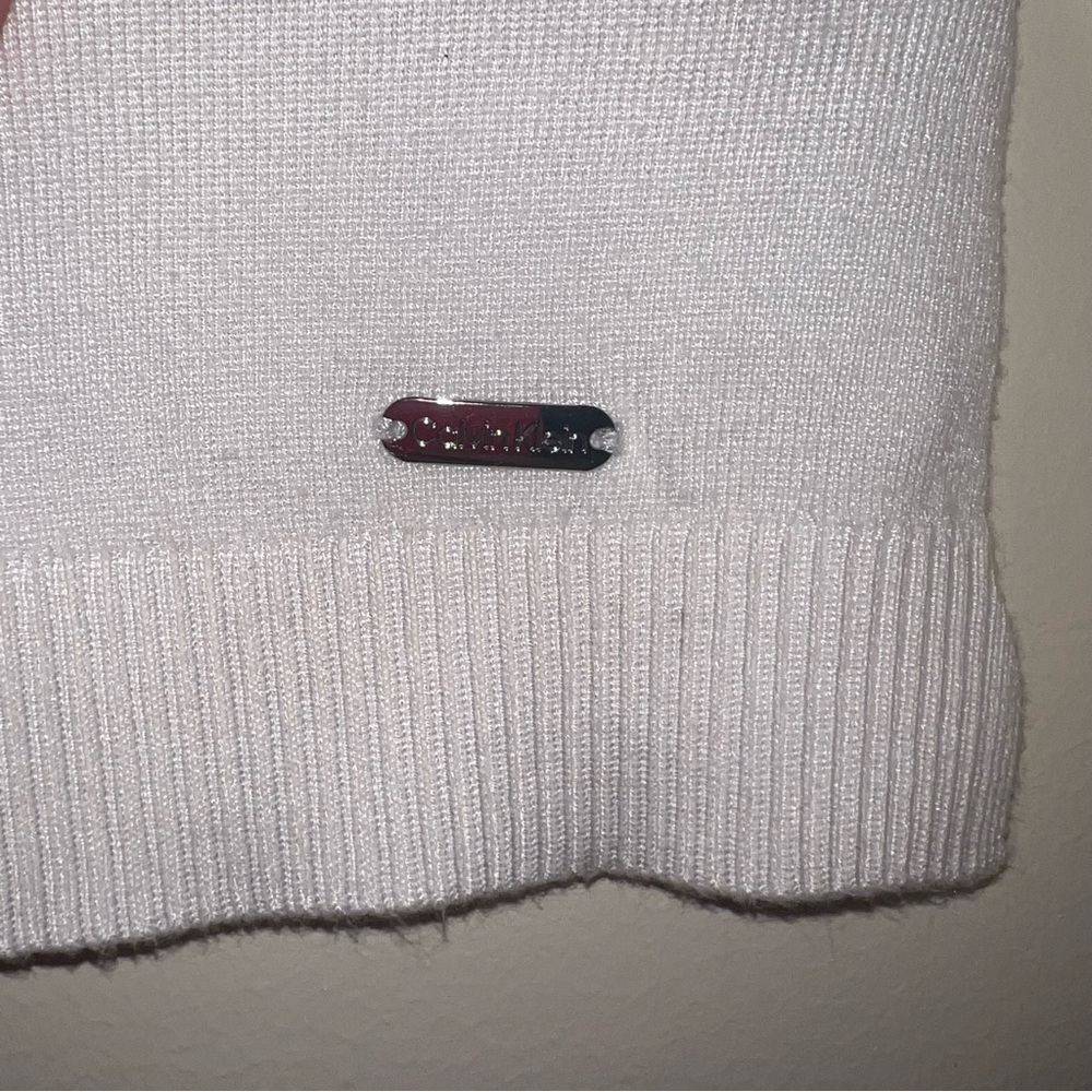 Calvin Klein White Knit Crewneck Sweater Medium NWT - Picture 6 of 9